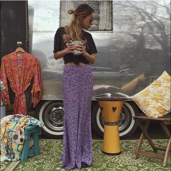 Spell Small wildflower Floral Purple Maxi Skirt - Picture 1 of 5